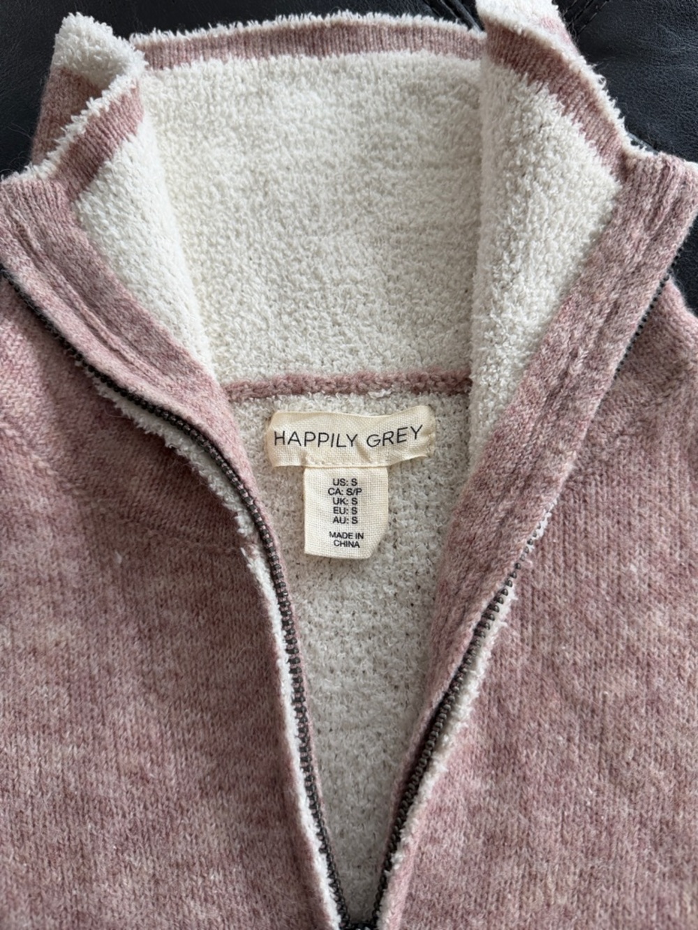 Happily Grey Women's Pink Cowl Zip Sweater